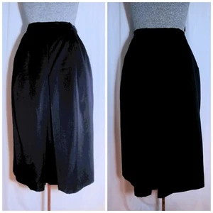 VTG 80's DAKS London Pleated Black Wool Gabardine Skirt Size SM Lined w/ Pockets - Picture 1 of 7