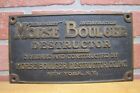 MORSE BOULGER DESTRUCTOR NEW YORK NY ancienne plaque signalétique en laiton bronze plaque annonce