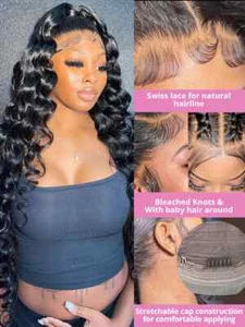 Loose deep wave 13x4 lace up front wig without glue for women's wig - Bild 1 von 28