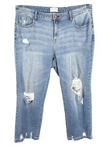 Lane Bryant Plus Size 20 Jeans Blue Distressed Flex Magic Straight High Rise 697 - Picture 1 of 14