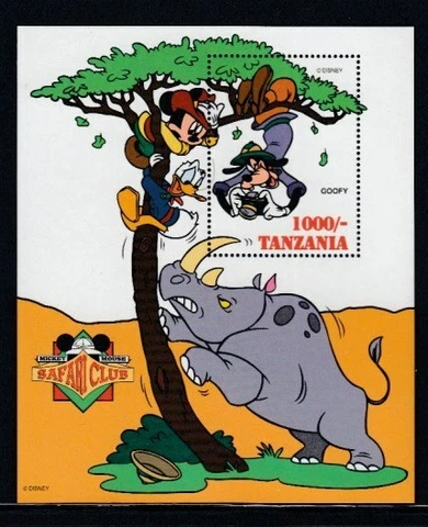 TANZANIA Safari Club Rhinoceros on Tree MNH souvenir sheet Cover
