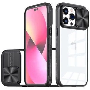 HD Transparent Case with Camera Privacy Cover for iPhone 14 Pro Max - Black - Picture 1 of 1