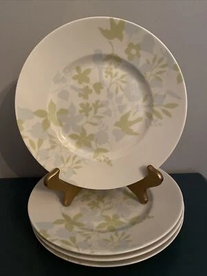 "Juego de (4) 222 platos de ensalada florales de aves OPHELIA verde pálido multi 8 3/4""" Foto 1 de 4