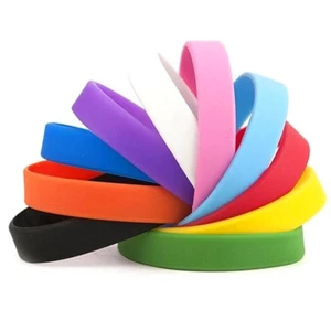 10 Silicone Wristbands Blank NEW Rubber Wrist Bands Bracelets Free Shipping USA - Picture 1 of 2