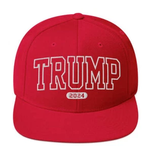 Trump 2024 Red Snapback Embroidered Hat - Picture 1 of 5