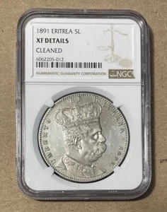 Eritrea - 1891 Large Silver 5 Lire (NGC XF Details Cleaned) - Picture 1 of 6