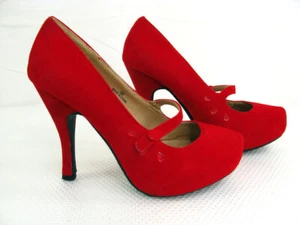 DbDk Fashion Red Pump Teardrop Strap High Heels Court Shoes - Picture 1 of 12