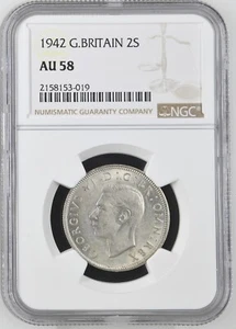 Great Britain - 1942 George VI Silver Florin / 2 Shillings - NGC AU58 - Picture 1 of 2