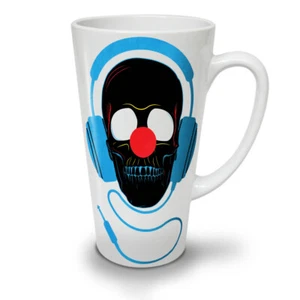 Wellcoda Clown Schädel Kopfhörer Latte Becher 12/17oz - Bild 1 von 15