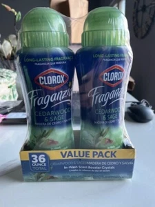 Clorox Fraganzia In Wash Scent Boost Crystals CEDARWOOD & SAGE Scent 36oz 2 Pack - Picture 1 of 6