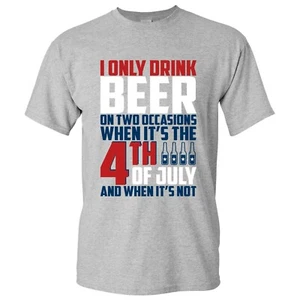 I Only Drink Beer on Two Occasions - Funny Fourth of July T Shirt - Sport Grey - Picture 1 of 7