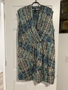 Nic And Zoe Plus Size 2X Faux Wrap Printed Dress - Picture 1 of 4