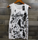 Stussy Shirt Womens Large White Classic Collage Muscle Tee Tank Top