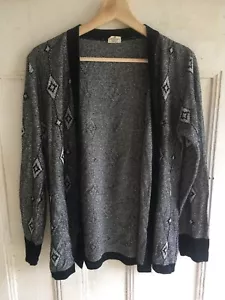Spinney Cardigan Size 10/12 Vintage Womens Black Silver Acrylic Metallic Top - Foto 1 di 12