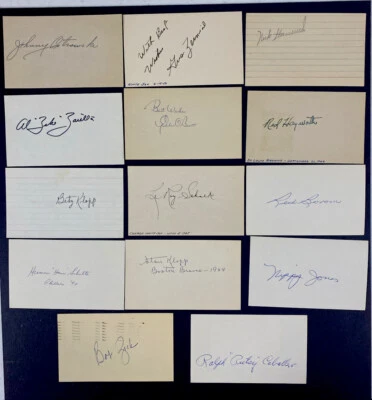 1940's Baseball Greats Signed INDEX CARDS Lot 14 Vintage Period Gus Zernial MLB  - Image 1 of 4
