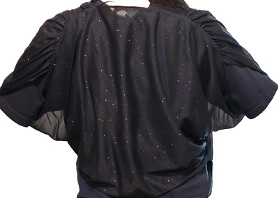 CHAQUETA BOLERO DE GASA NEGRA BRILLANTE ~ DAMAS Talla MED por ALEX EVENINGS ~NUEVA / NUEVA CON ETIQUETAS Foto 1 de 4