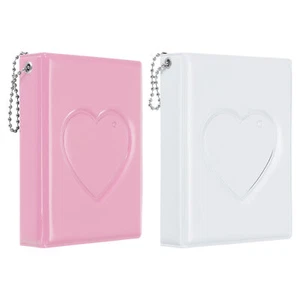 3 Zoll Mini-Fotokarten-Binderalbum mit 32 Hüllen für 2er-Pack,Rosa/Weiß - Bild 1 von 7