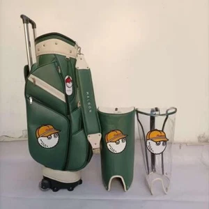 Malbon golf Caddy Cart Bag Green White With hood cover 4.89Kg from Japan D704!!! - Picture 1 of 6