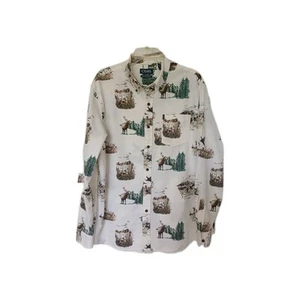 Chaps Shirt Mens X Large White Hunting Performance Button Up All Over Graphic - Picture 1 of 14