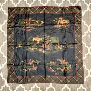 De colección Raro Polo Ralph Lauren Ecuestre Seda Bufanda Caballos Cuadros * 31" X 31" - Imagen 1 de 4