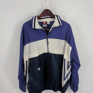 Vintage 90s Wilson Advantage Full Zip Classic Windbreaker Jacket Multicolor Sz L - Picture 1 of 9