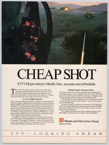 LTV Vintage 1988 Military Missile Print Ad Cheap Shot Hypervelocity Missile - Picture 1 of 1
