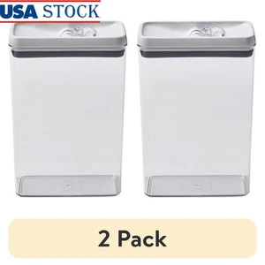 2 pack Stackable Canister 17.3 Cup Flip-Tite Rectangular Food Storage Container - Picture 1 of 10