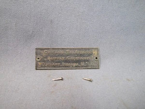 Antique Original Chicago Telephone Supply Company - Elkhart, Indiana NAMEPLATE - Picture 1 of 5