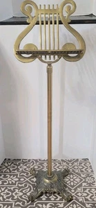 Vintage Messing Harfe Notenständer Gold Metall Leierform verzierter Sockel verschiebbar 41"-55" - Bild 1 von 22