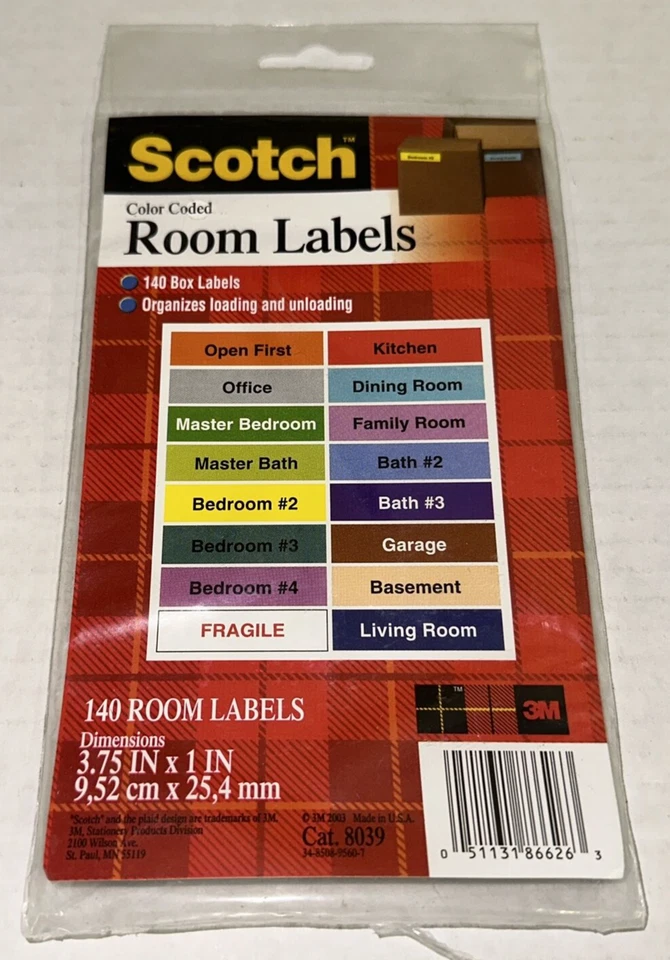 Juego de etiquetas de caja de mudanza de apartamento codificado por colores escoceses 8039 para el hogar Foto 1 de 2