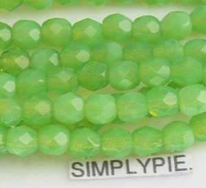 Cuentas de vidrio pulido al fuego checo PERIDOTO LECHOSO 4 mm 50 piezas cuentas redondas facetadas - Imagen 1 de 2