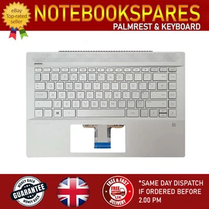 REMPLACEMENT POUR CLAVIER HP PAVILION 14-CE0504SA REPOSE-POIGNETS UK ARGENT - Photo 1/5