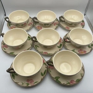 Franciscan Desert Rose Tea Cups And Saucers Set Of 8 Vintage England Teacups - Picture 1 of 16