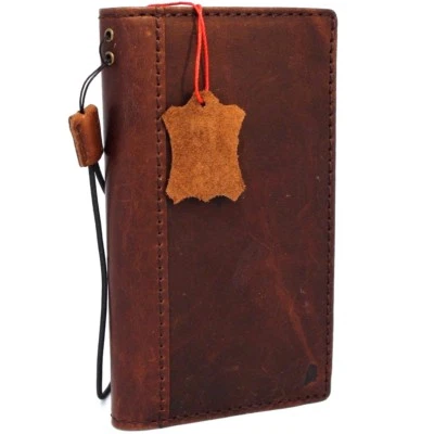 Genuine vintae leather case for LG V30 book cards wallet slim cover brown thin  - Image 1 of 4