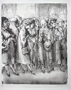 A. PAUL WEBER , Lithographie 1964, signiert, Im Prado II, Kunstbetrachtergruppe - Bild 1 von 5