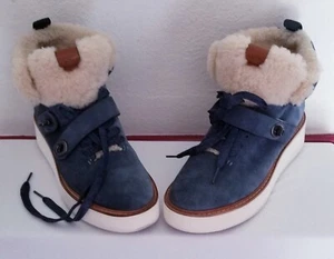 Coach Damen Lammfell Stiefel Größe 8,5 B Blau Citi Wanderer Wildleder/Plüsch Metallic Spitze - Bild 1 von 13