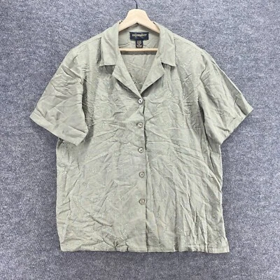 Camisa Requisitos Mujer XL Gris Floral Bordada Abotonada Cuello Algodón Foto 1 de 4