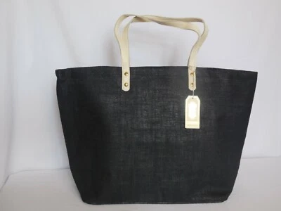 Новый с Ярлыками грязь пирог 100% джутовый пляж рынка Summer выходные сумка с короткими ручками уголь черный 22 «x 14» x 7» - Изображение 1 из 4