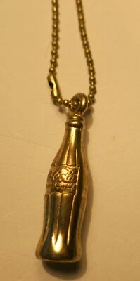 Vintage   Brass Metal Coca Cola Bottle Keychain Coke Fabulous Gold Tone Finish - Image 1 of 2