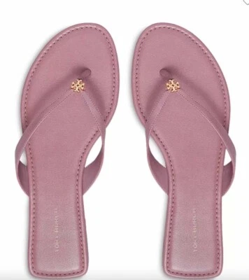 Chanclas clásicas Tory Burch de cuero lavanda para mujer 9,5 nuevas $178 Foto 1 de 4