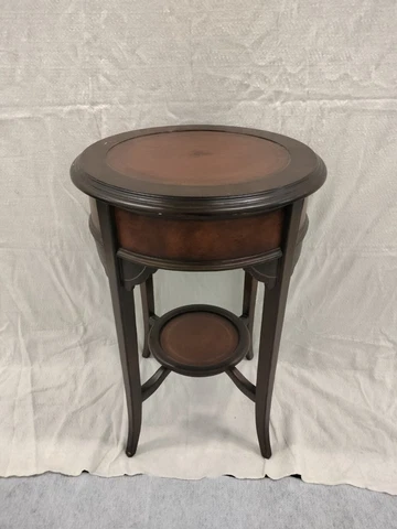Antique Walnut Table Sheraton Style Two - Tiered Circular Occasional Cover
