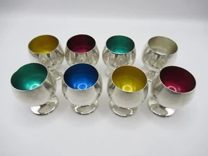 8 Gorham Sterling Footed Cups Enamel Insides After Dinner Drinks 925 - Picture 1 of 21