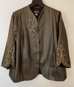 Vintage Bob Mackie Wearable Art 1X Gold & Black Embroidered Coat Jacket Blazer - Picture 1 of 7