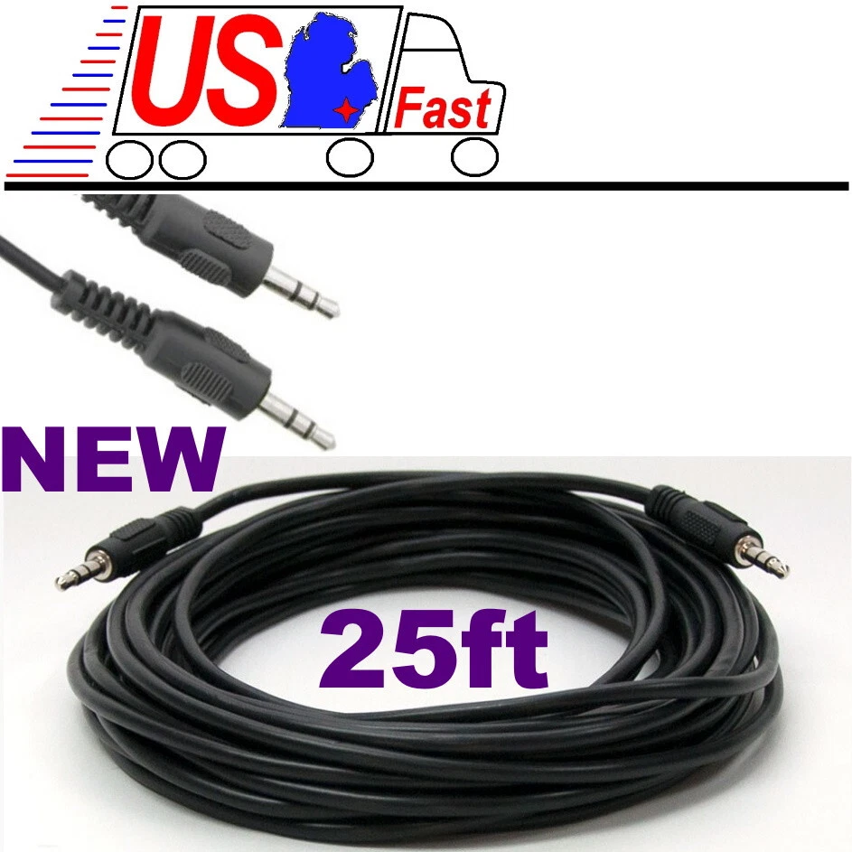 25ft Long 3.5mm Stereo Audio Male to Male Cable/Cord, Fast shipping from USA! - Image 1 of 1