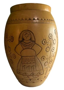 Contenitori/vasi/portabottiglie in legno intagliato a mano 8" - Foto 1 di 9