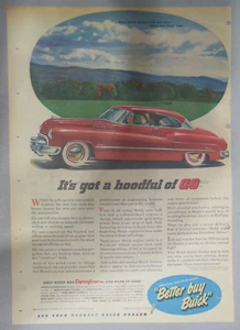 Buick Car Ad: New Buick It's Got A Hoodful of Go ! 1950 Size: 11 x 15 inches - Picture 1 of 1