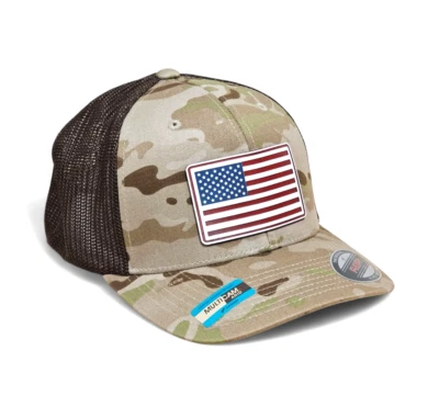 3D акриловый флаг США MULTI-CAM FLEX FIT коричневый водитель грузовика шляпа размер 6 7/8 - 7 1/2 новый - Изображение 1 из 4