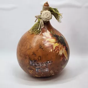 VTG Hand Painted Gourd Sunflower Happy Fall Autum Decor Holloween Harvest 13”X9" - Picture 1 of 7