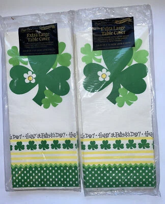 Paper Art Happy St. Patrick's Day Table Covers XL 54 x 102 Green Shamrock Crafts - Image 1 of 4