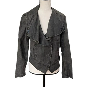CAbi Jacket Waxed Linen Charcoal Black Womens Size S - Picture 1 of 6